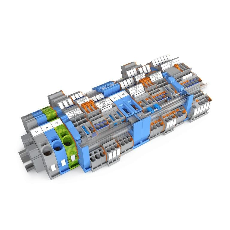 Rail-mounted terminal blocks